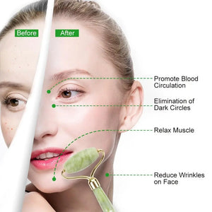 JADE STONE ROLLER & GUA SHA SET - 100% Natural - BODYHEALTHTODAY